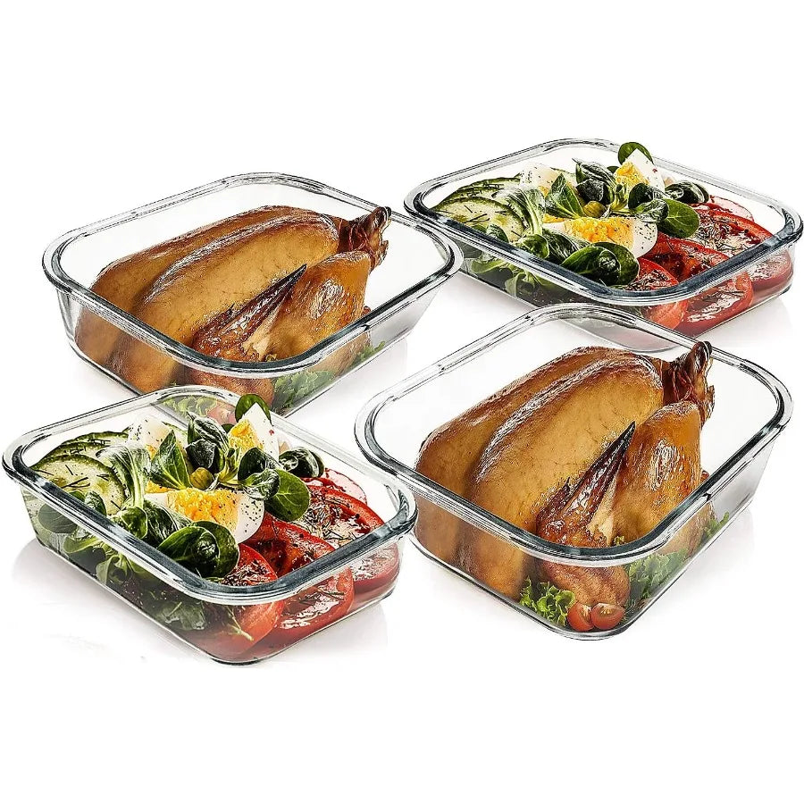 Glass Food Storage and Baking Containers Set with Airtight Lids Microwave Safe for Meal Prep and Leftovers