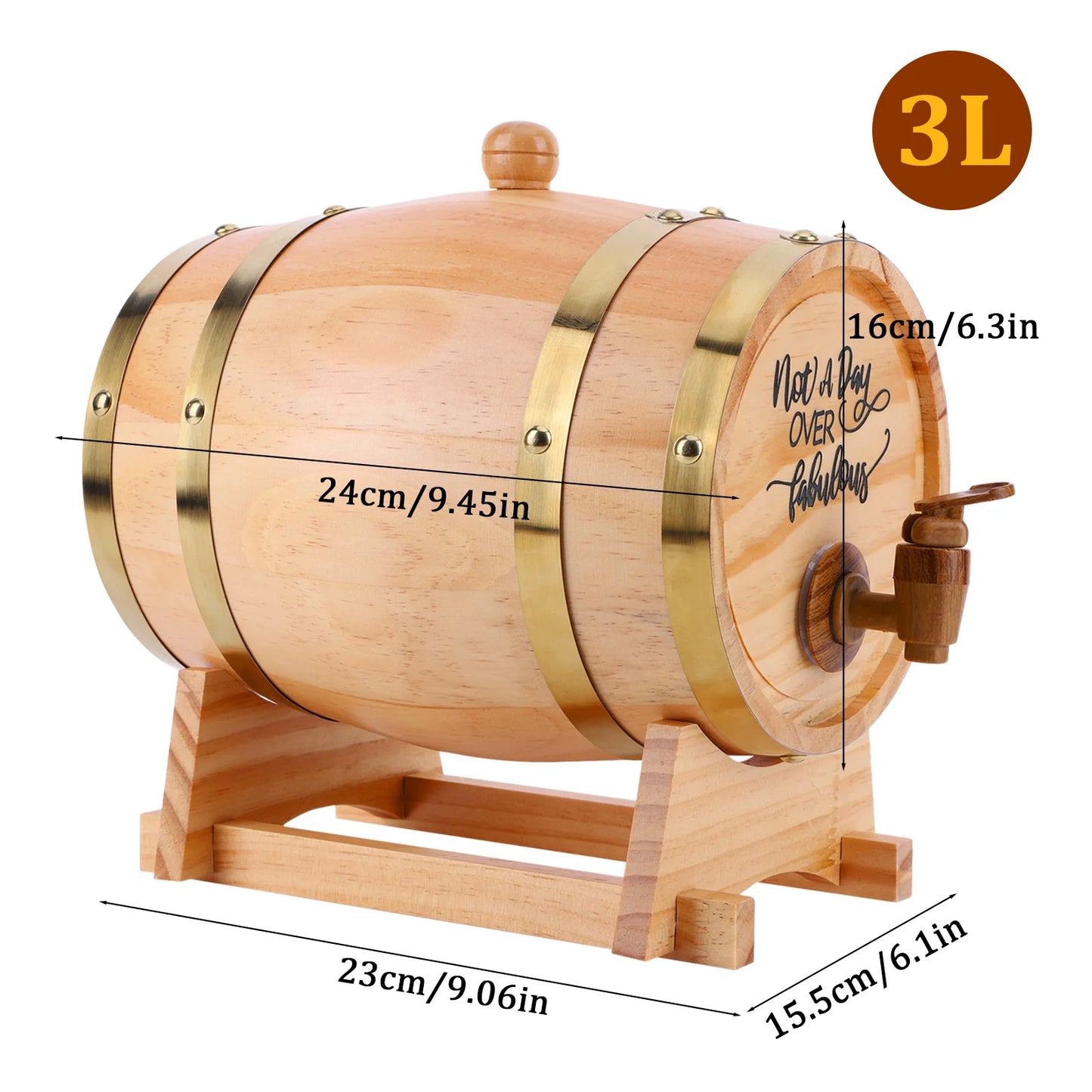 3L Wooden Whiskey Barrel with Stand and Spigot Whiskey Barrel Dispenser Bourbon Barrel for Whiskey Bourbon Cocktails Rum