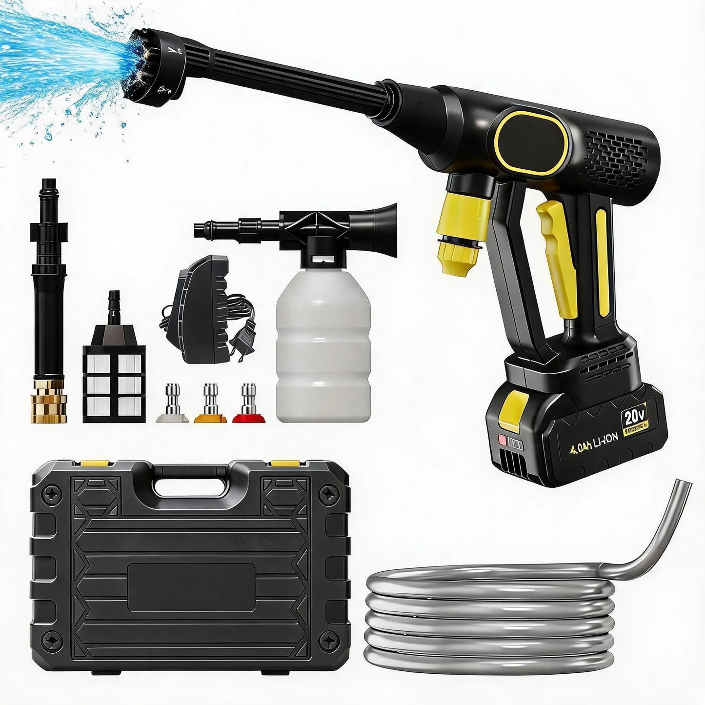 Studyset Cordless Pressure Washer 320 PSI Two Point Five GPM Foam Cannon For Outdoor Cleaning