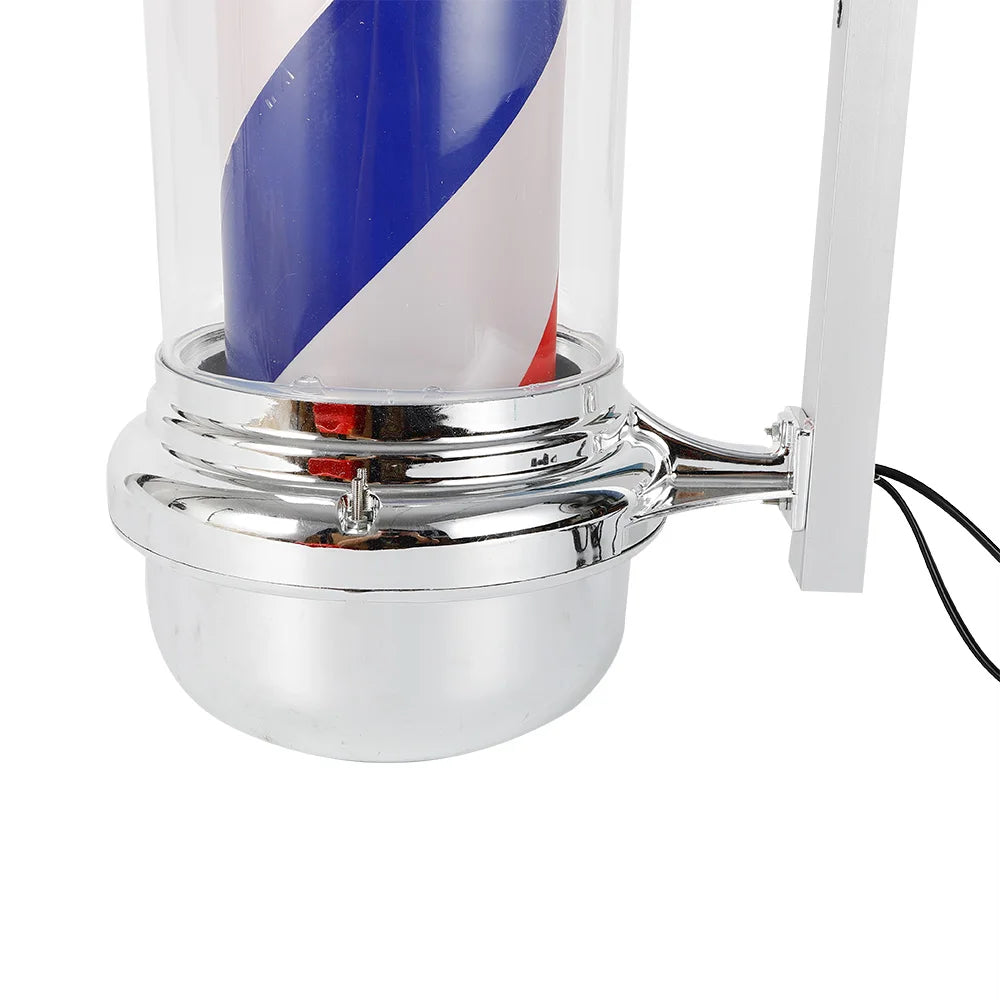 Barber Shop Pole Rotating Light With Red Blue White LED Stripes Wall Mounted Salon Sign 110V