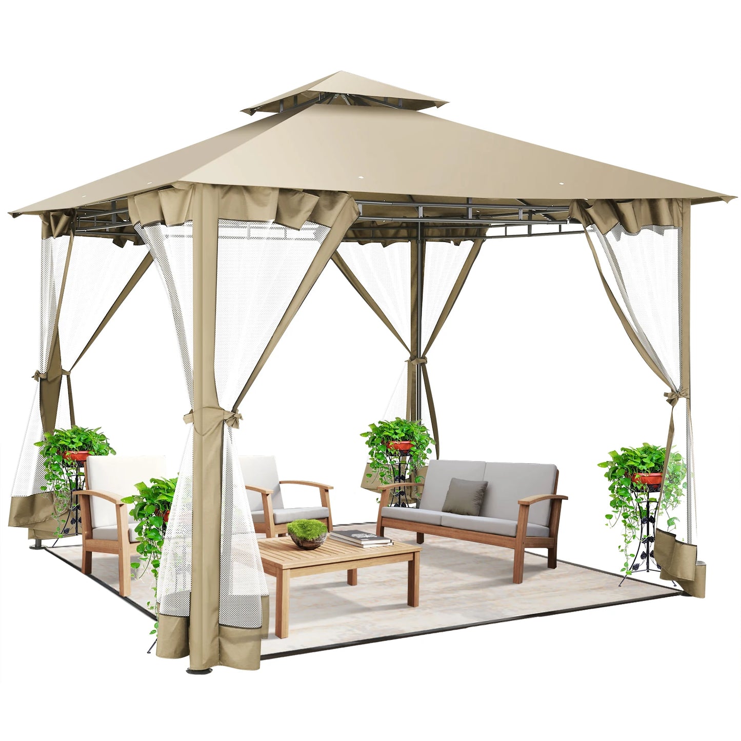 COBIZI Gazebo Pavilion With Double Roof Steel Frame