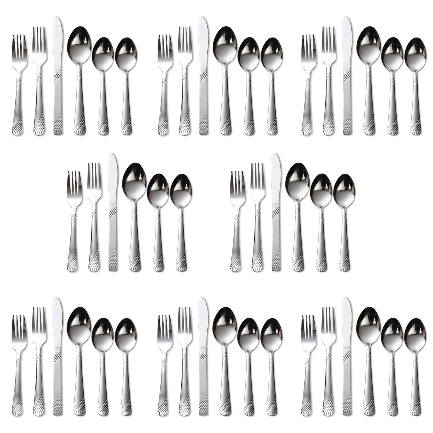HANSMART 48Pcs Flatware Set for 8 Stainless Steel Knife Fork Spoon Tableware Flatware Set Kitchen Dinnerware Gift