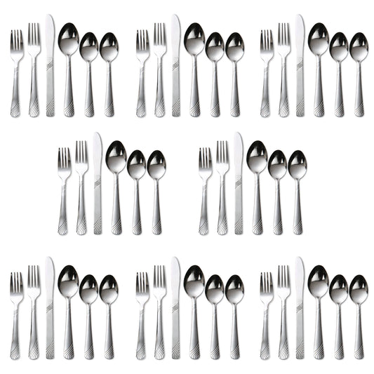HANSMART 48Pcs Flatware Set for 8 Stainless Steel Knife Fork Spoon Tableware Flatware Set Kitchen Dinnerware Gift