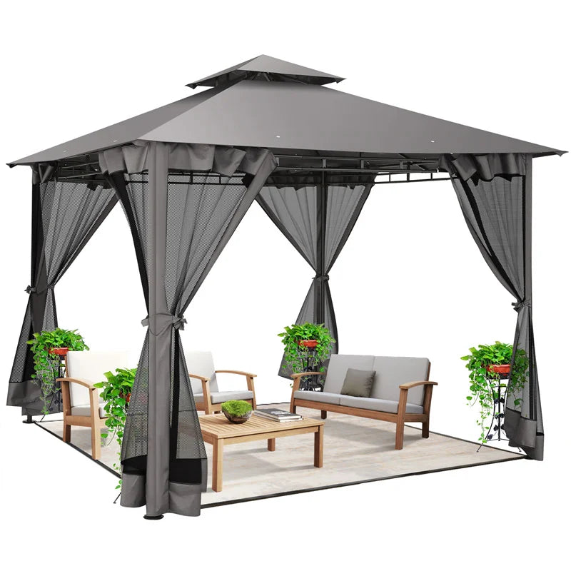 COBIZI Gazebo Pavilion With Double Roof Steel Frame