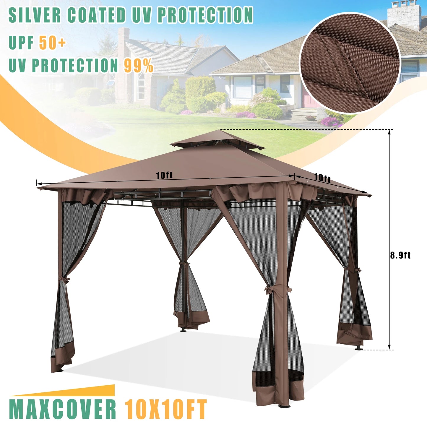 COBIZI Gazebo Pavilion With Double Roof Steel Frame