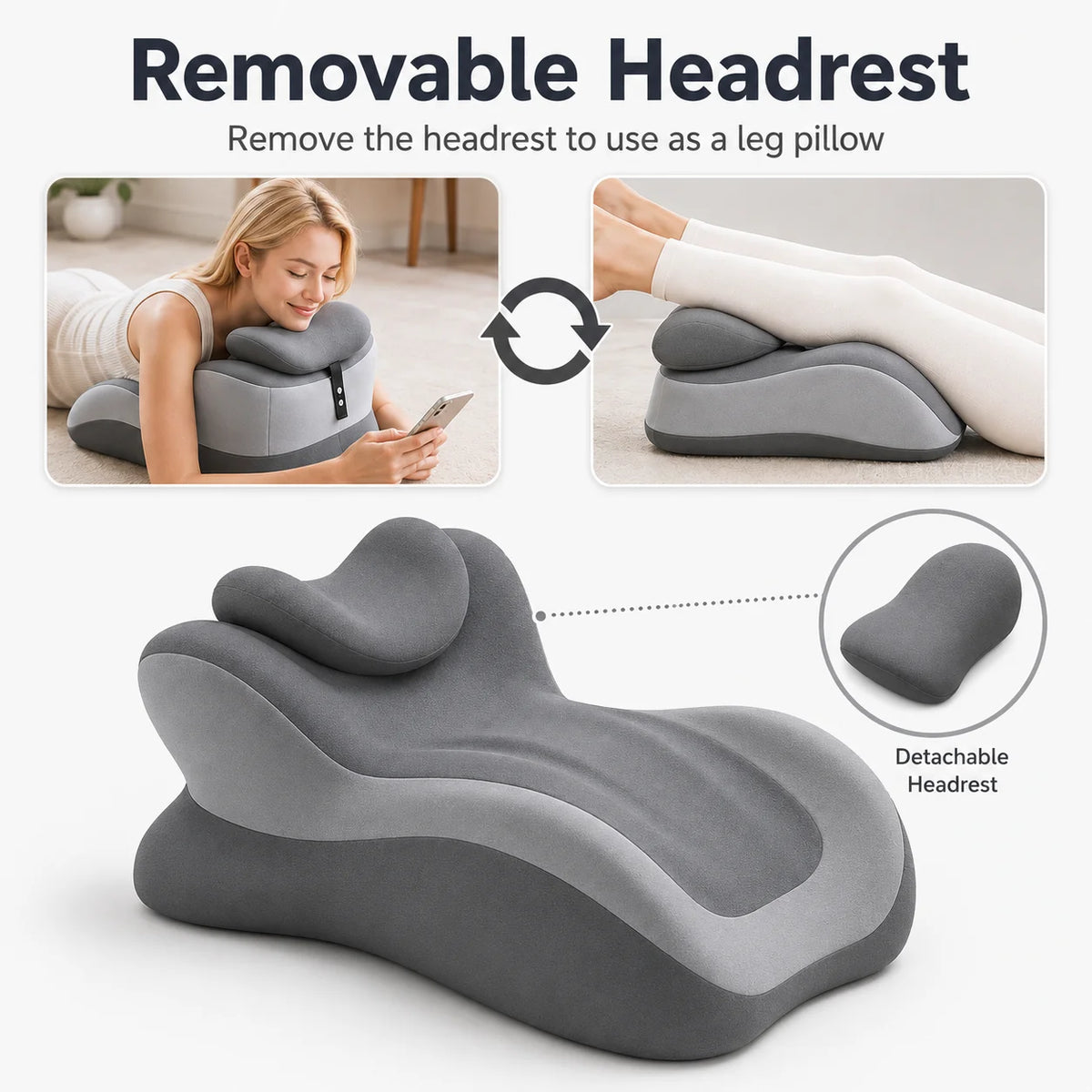 Memory Foam Prone Reading Pillow With Removable Headrest And Neck Support