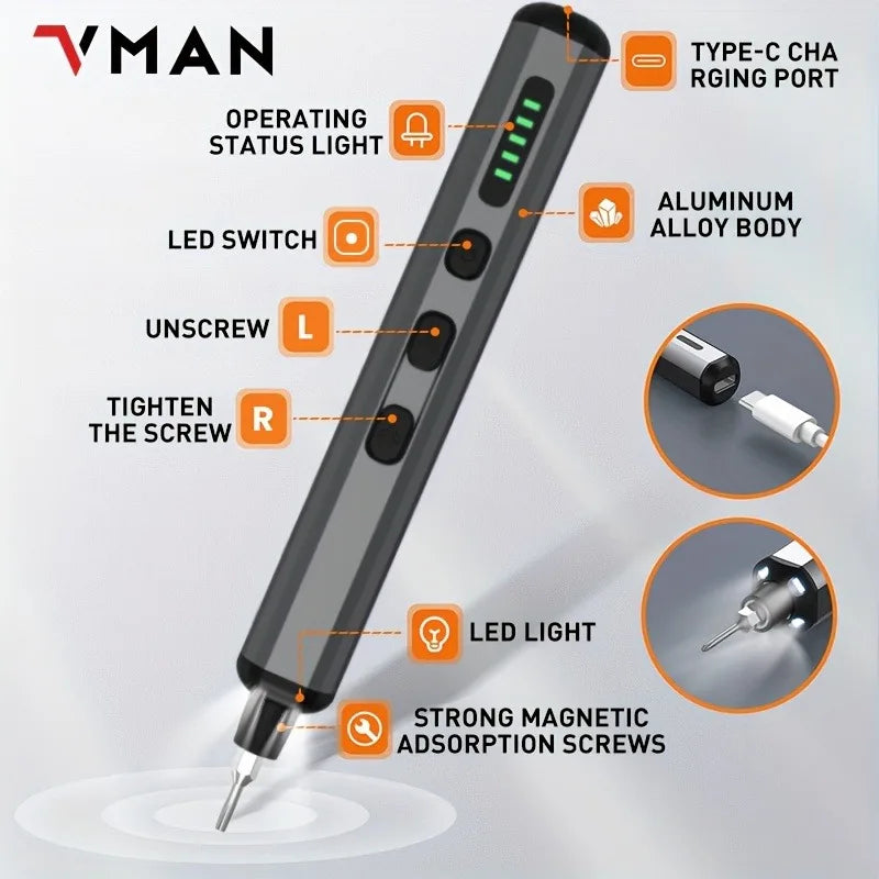 Vman SixtyEightInOne PrecisionEngineered Electric Screwdriver Toolset With Magnetic Bits Compact