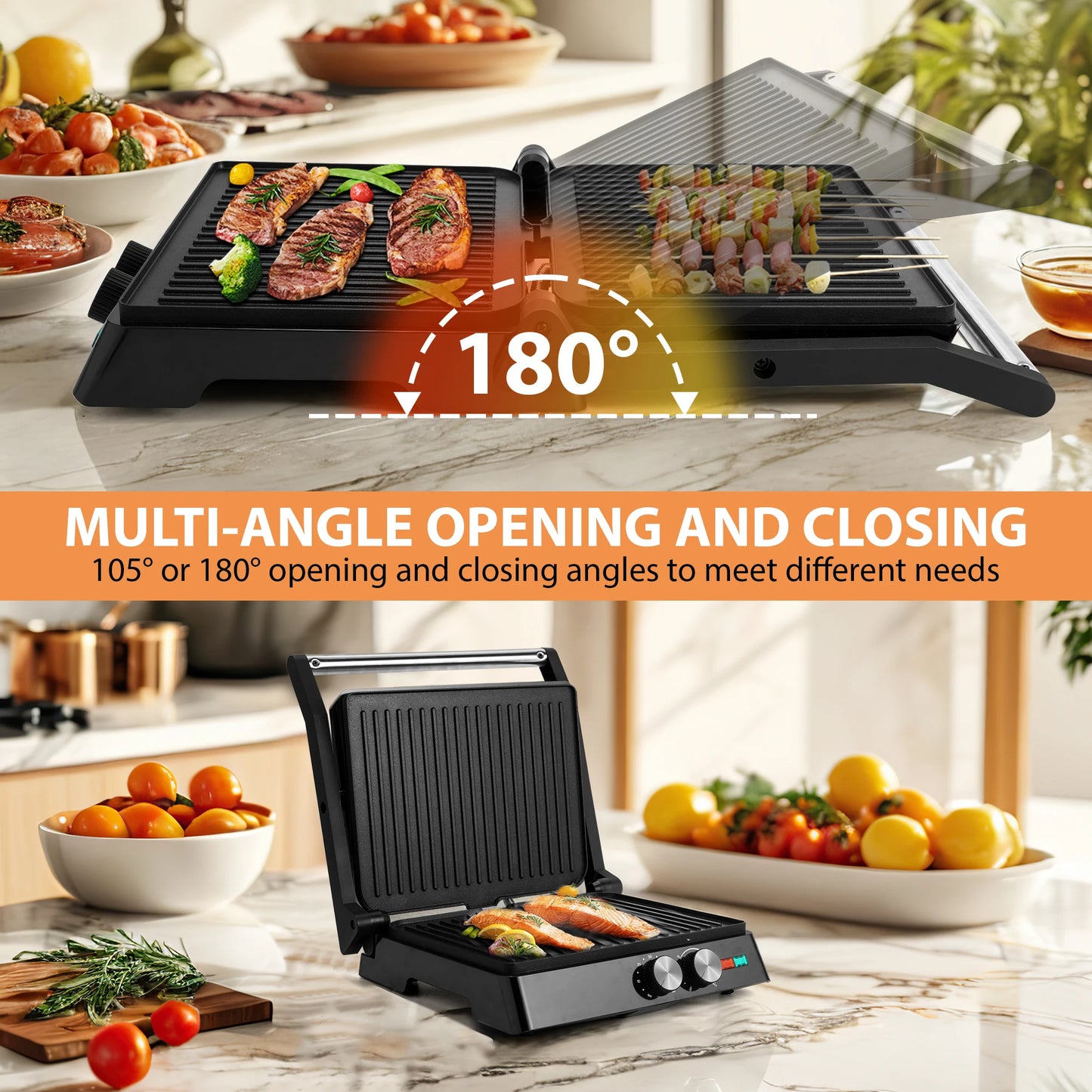 Suslas Electric Panini Press Grill Three In One Waffle Maker