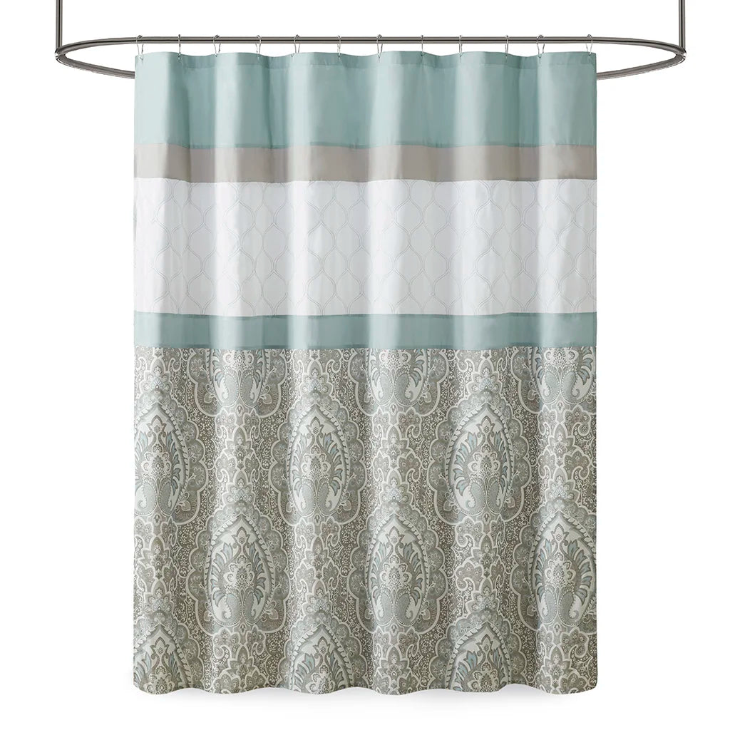 Printed and Embroidered Shower Curtain Microfiber Polyester 72x72 Inches Quick Dry