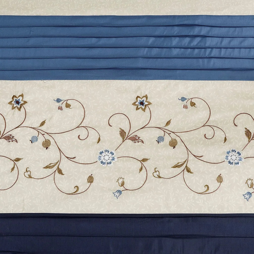 Faux Silk Embroidered Floral Shower Curtain Polyester Fabric Luxurious Boutiquelike