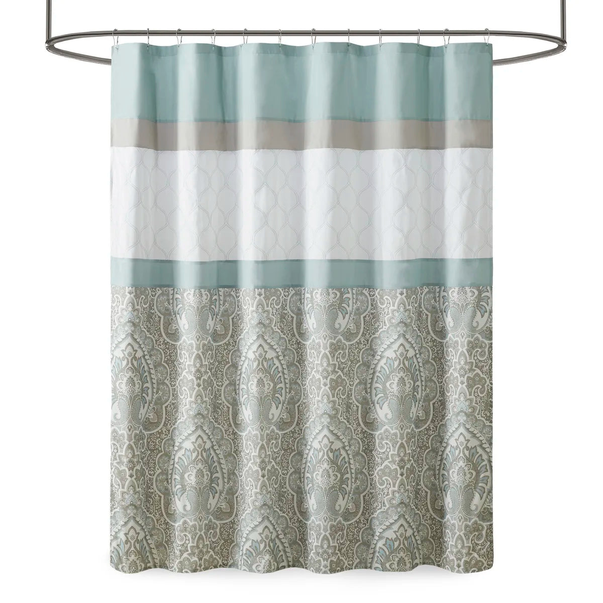 Printed and Embroidered Shower Curtain Microfiber Polyester 72x72 Inches Quick Dry
