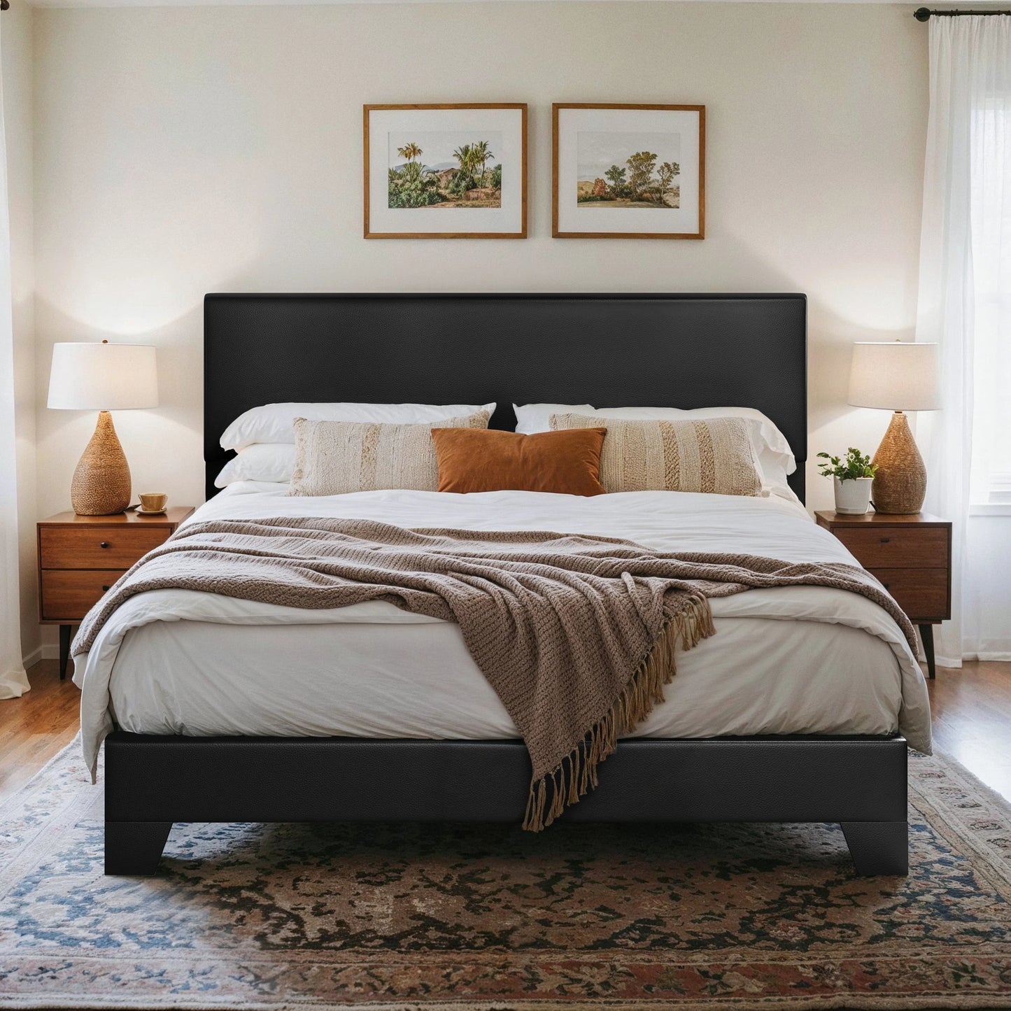 HOOMIC Upholstered Bed Frame With Adjustable Headboard Available In 1400mm 1500mm And 1900mm Widths