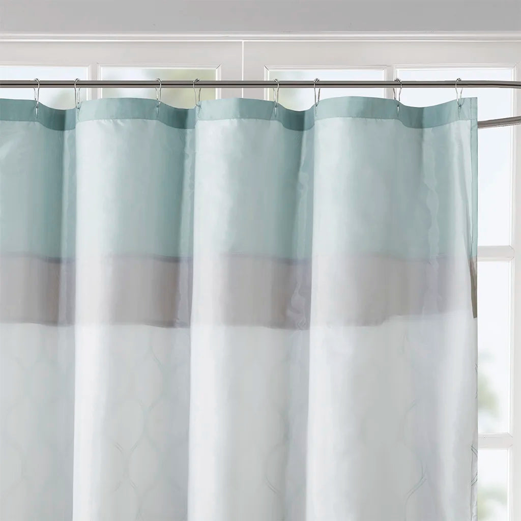 Printed and Embroidered Shower Curtain Microfiber Polyester 72x72 Inches Quick Dry