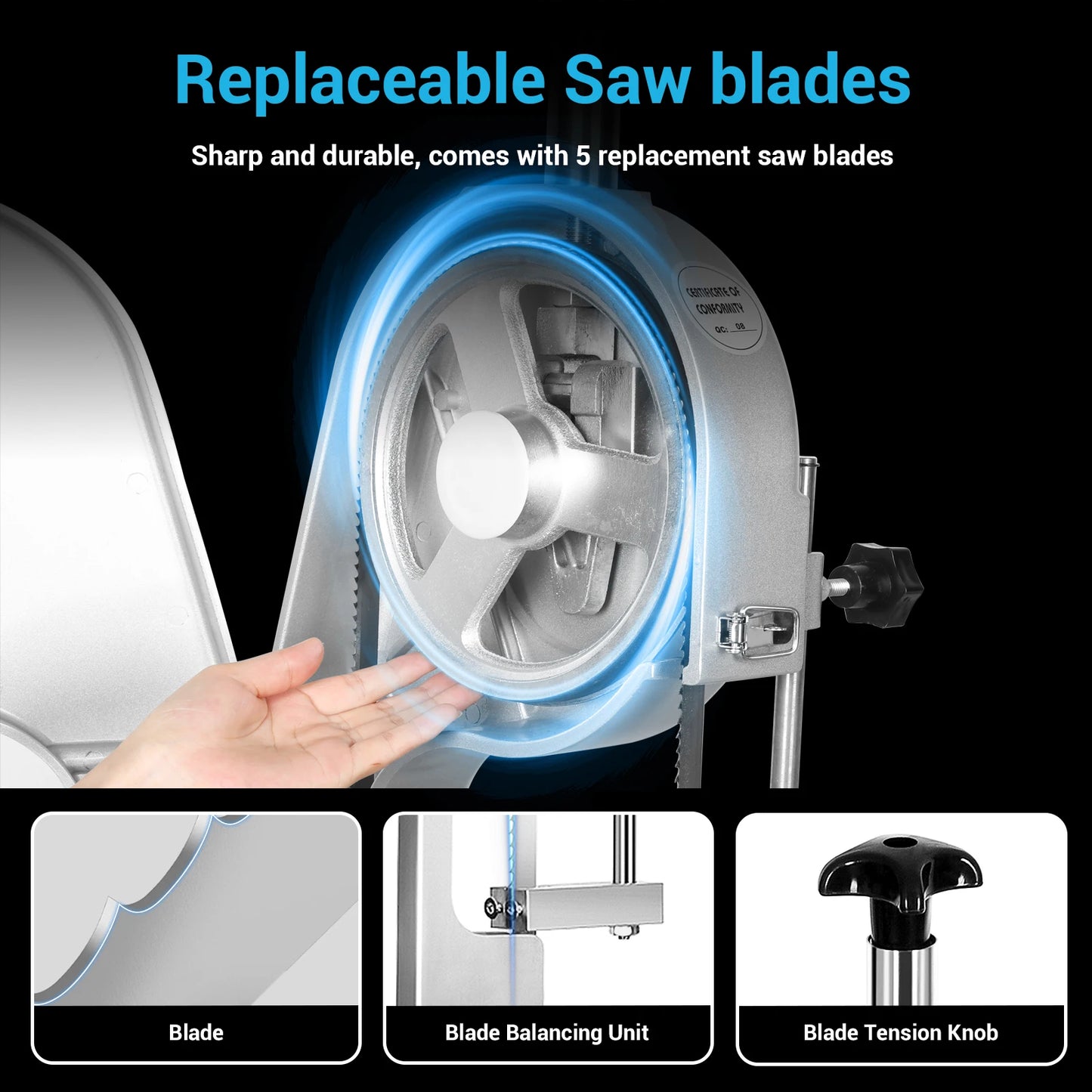 SHICUO 1500W Electric Bone Saw Machine Stainless Steel Blade