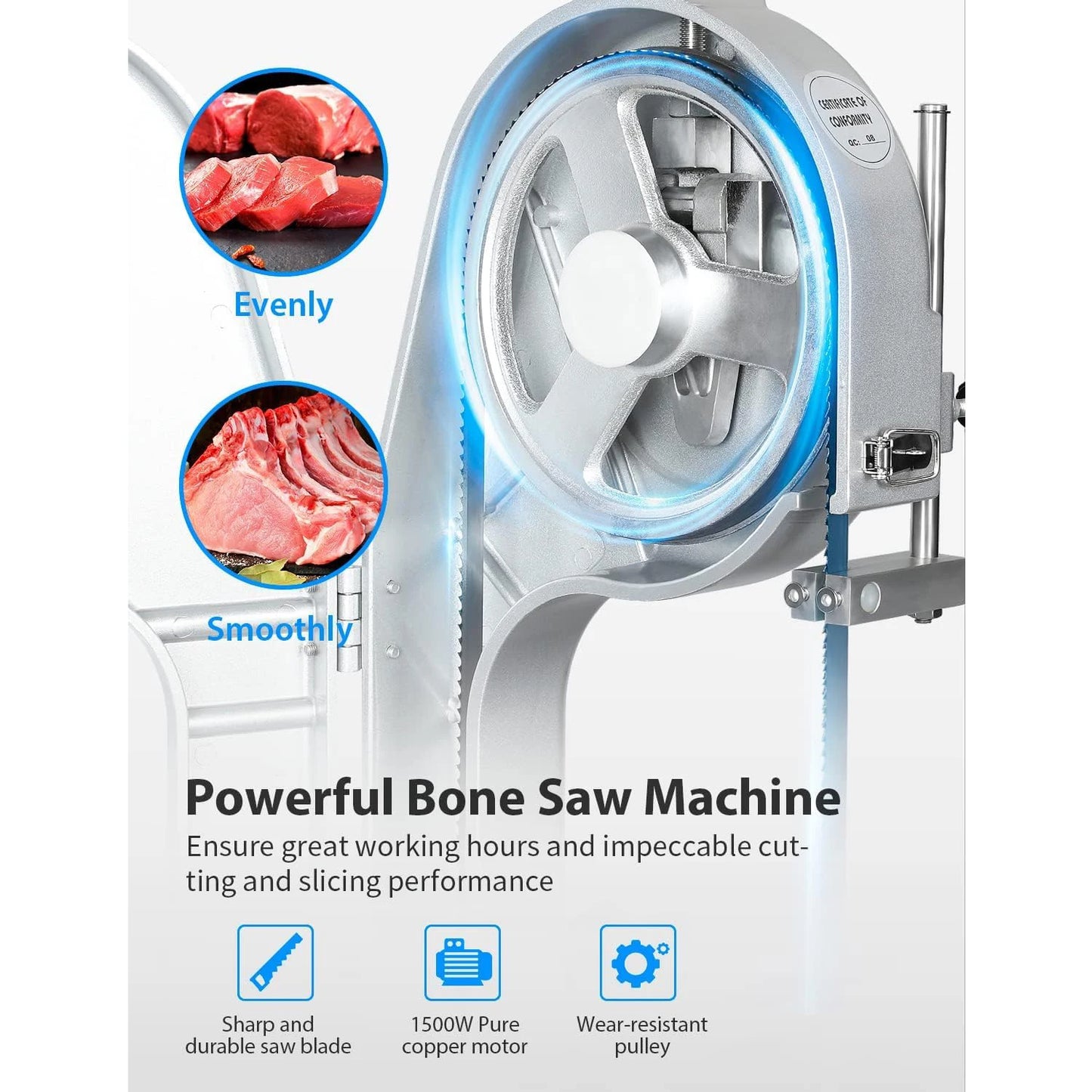 SHICUO 1500W Commercial Electric Bone Saw Machine Meat Processing