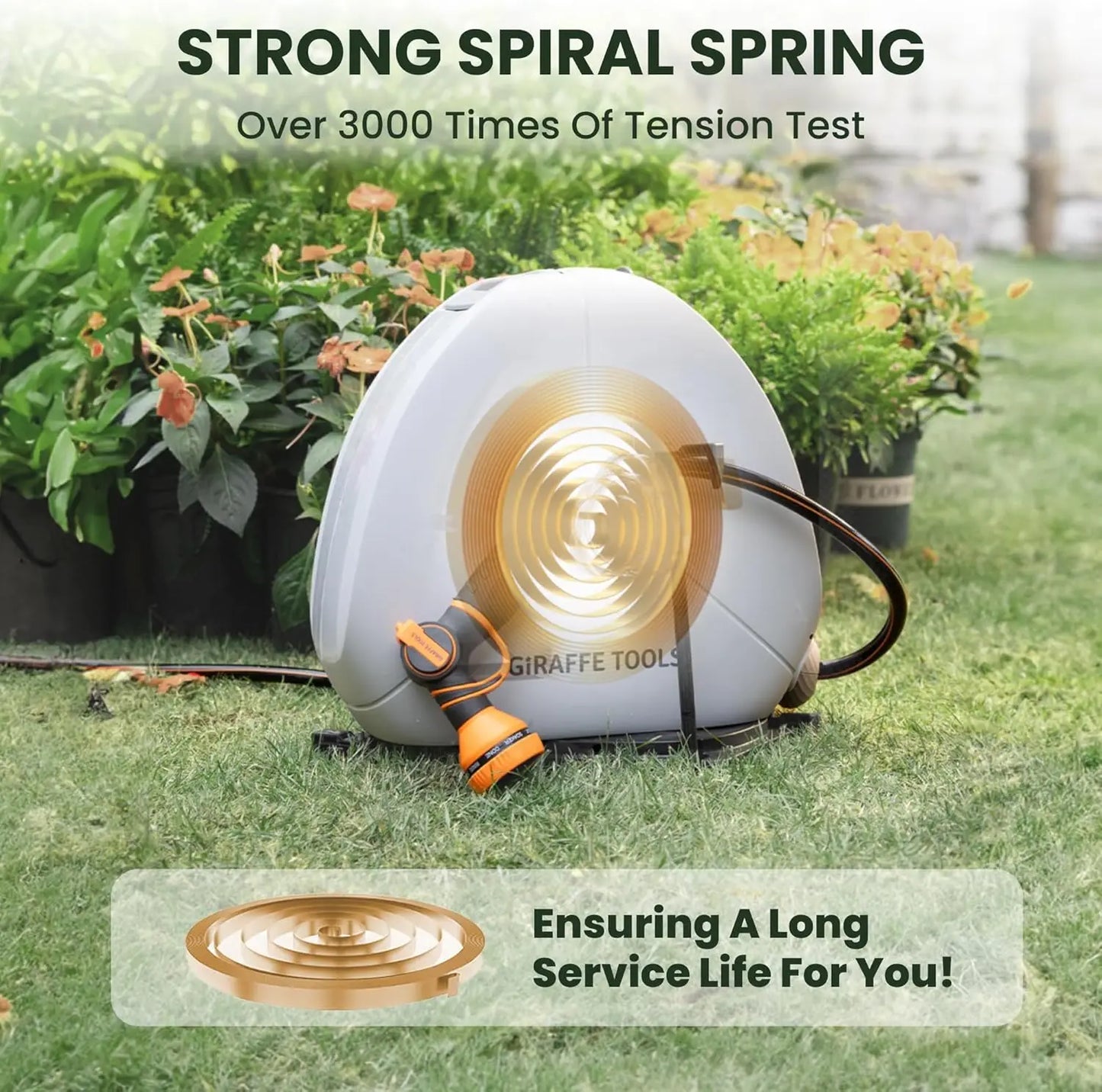 Giraffe Tools ReinforcedPolypropylene Heavy Duty Retractable Hose Reel ExplosionProof AutoRewind