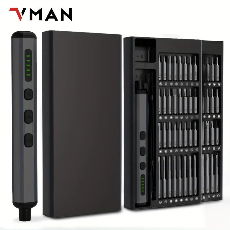 Vman SixtyEightInOne PrecisionEngineered Electric Screwdriver Toolset With Magnetic Bits Compact