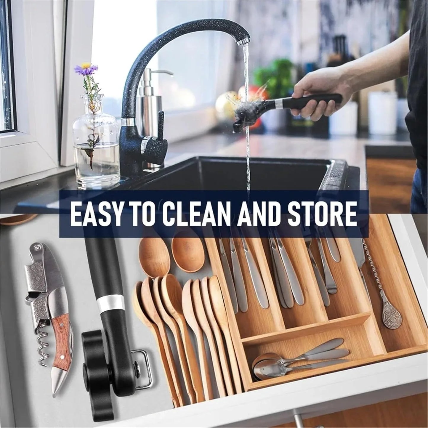 Manual Can Opener Stainless Steel Safe Cut Smooth Edge With Durable Reliable Performance