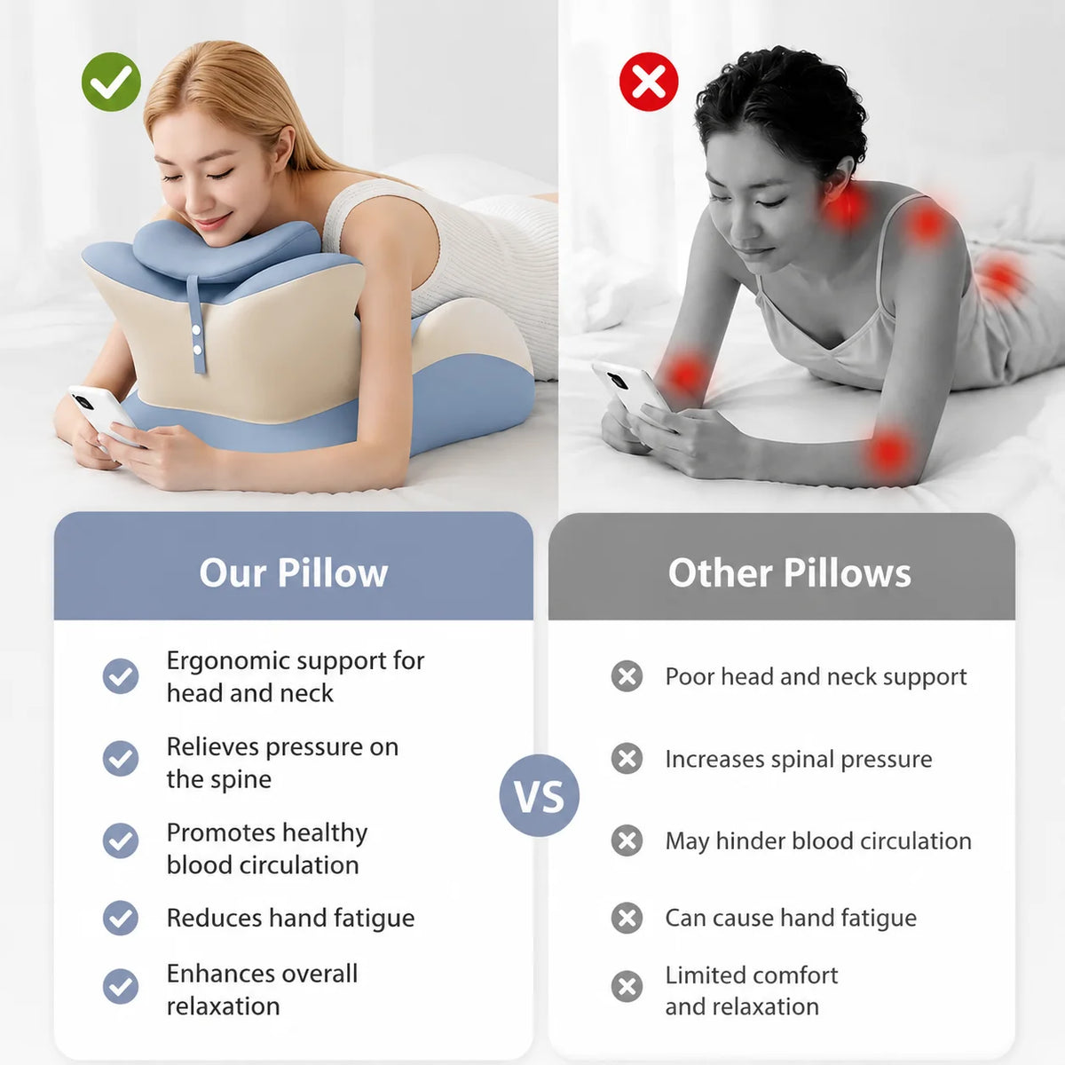 Memory Foam Prone Reading Pillow With Removable Headrest And Neck Support
