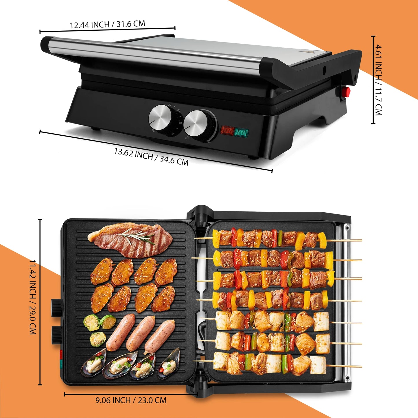 Suslas Electric Panini Press Grill Three In One Waffle Maker