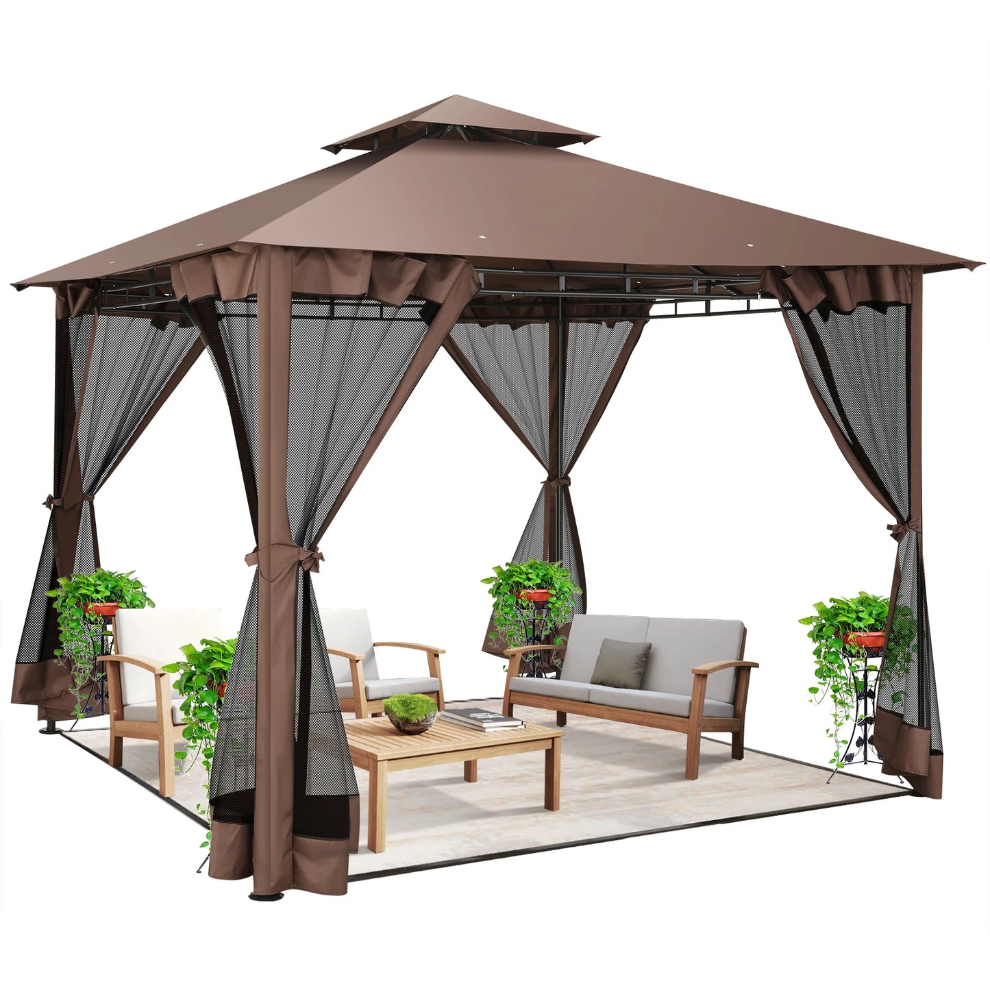 COBIZI Gazebo Pavilion With Double Roof Steel Frame
