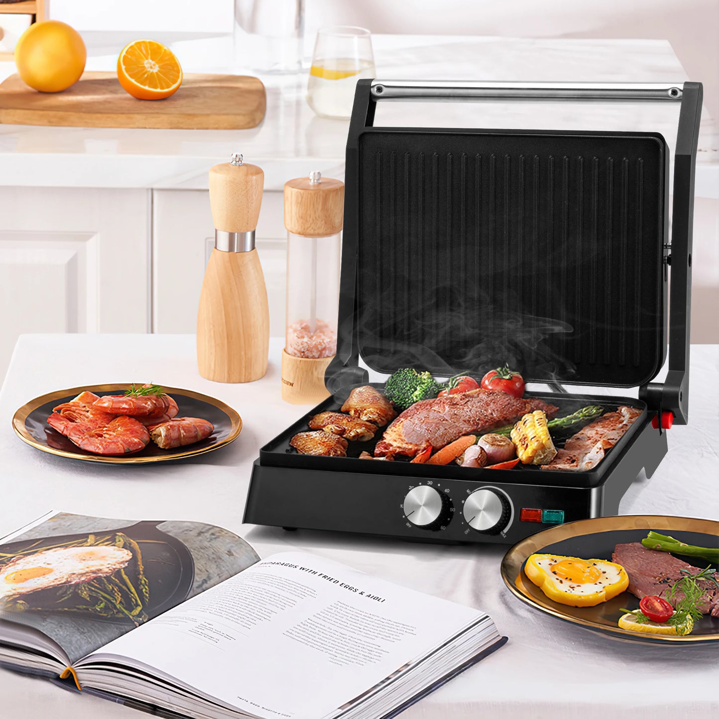 Suslas Electric Panini Press Grill Three In One Waffle Maker