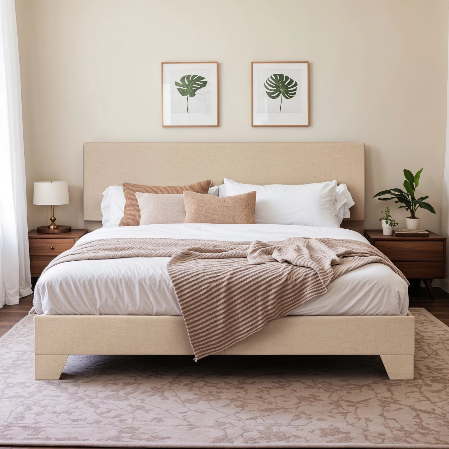 HOOMIC Upholstered Bed Frame With Adjustable Headboard Available In 1400mm 1500mm And 1900mm Widths