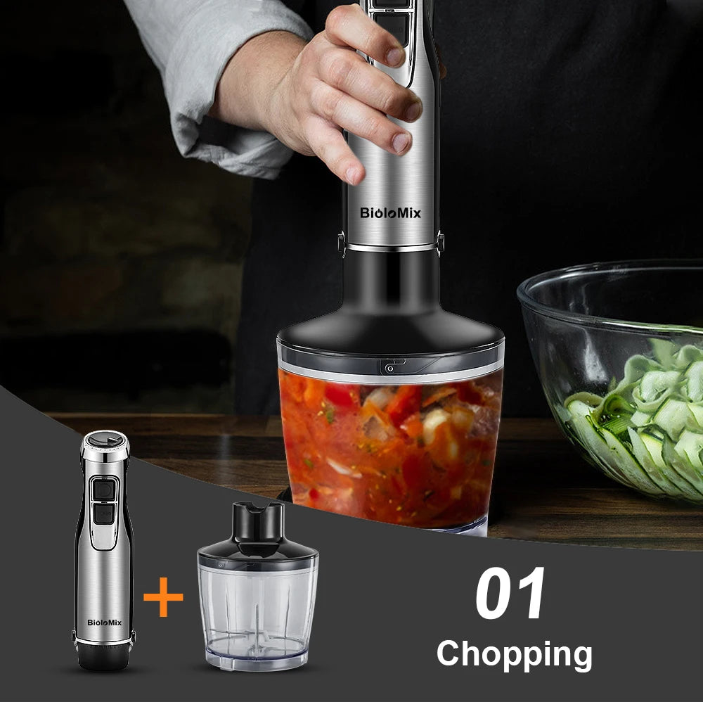 Biolomix 4 In 1 Immersion Blender 1200W With Chopper Turbo Speed Stainless Steel Blades