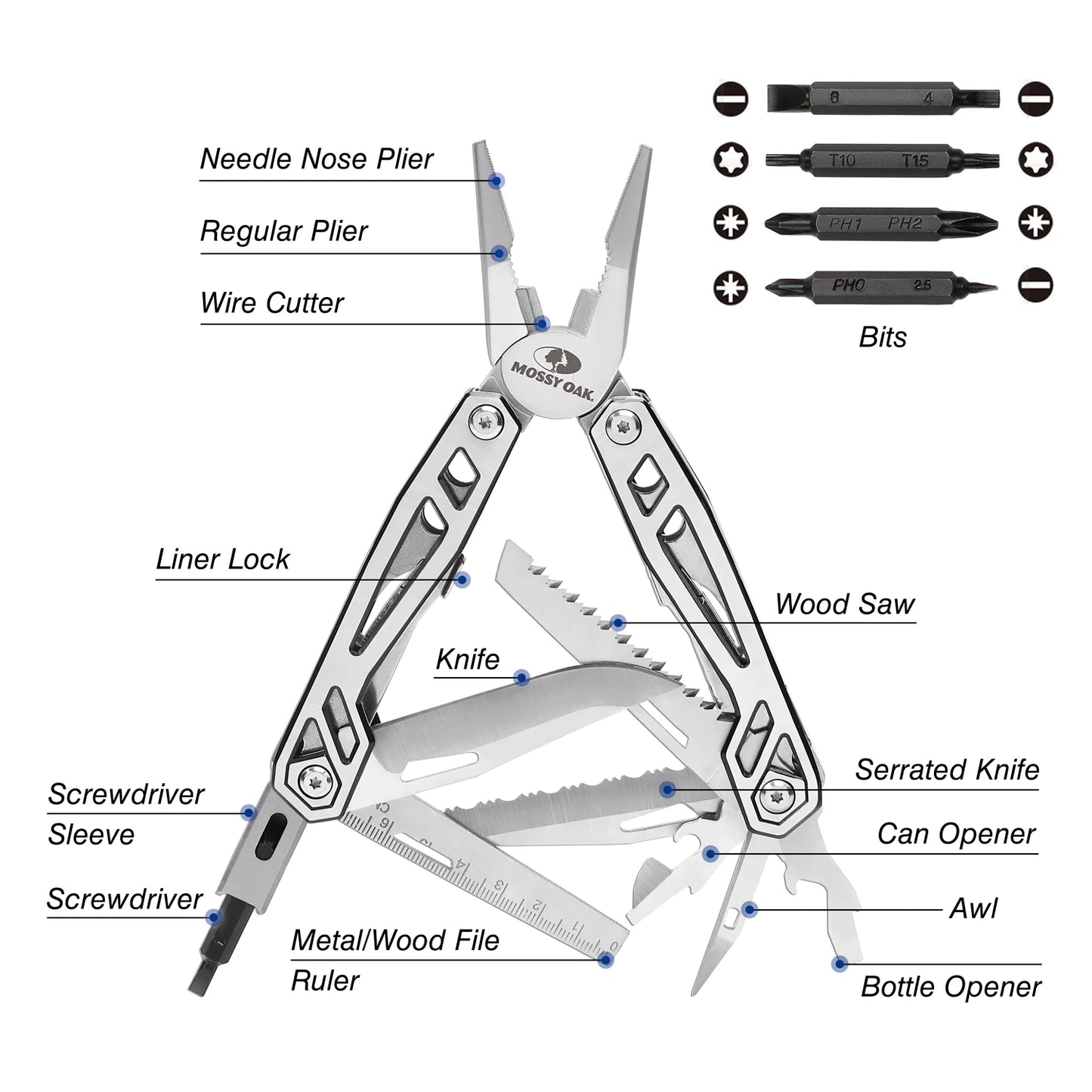 WORKPRO 21 In 1 Multifunction Pliers Stainless Steel Portable Pocket Knife With Sheath Outdoors Camping