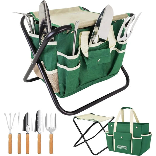 Gardening Tools Sets Stainless Steel Featuring Ergonomic Wooden Handles Included