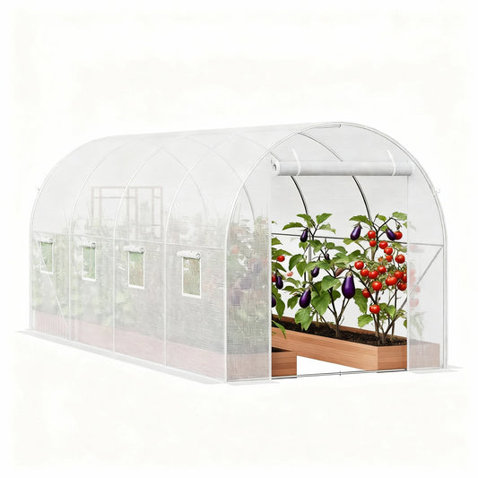 Outdoor Greenhouse Walkin Tunnel With Screen Door and Zipper
