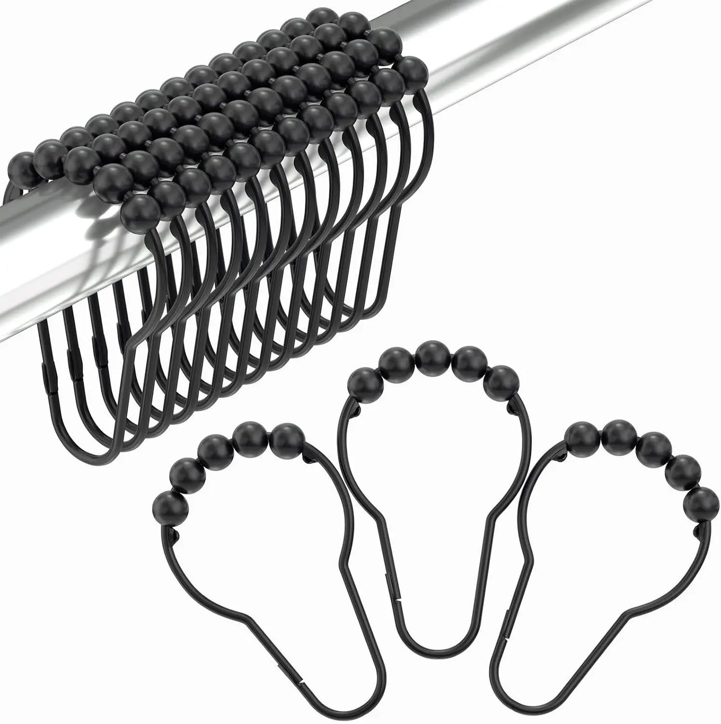 Decorative Stainless Steel Shower Curtain Hooks Moisture Resistant Durable Bathroom