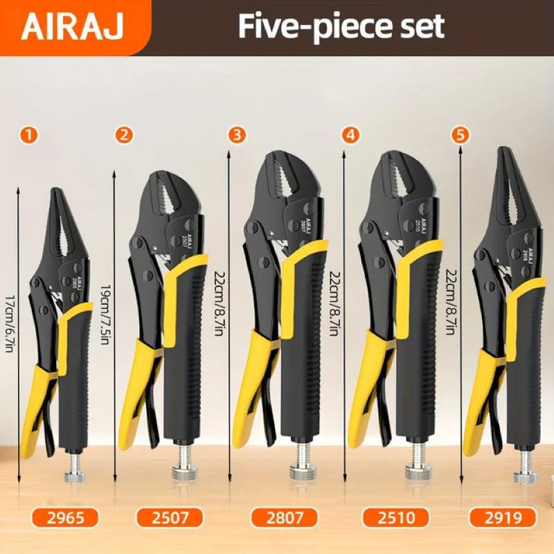 AIRAJ Locking Pliers Set AllPurpose QuickRelease CurvedMouth HeavyDuty Industrial
