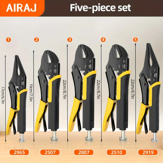 AIRAJ Locking Pliers Set AllPurpose QuickRelease CurvedMouth HeavyDuty Industrial