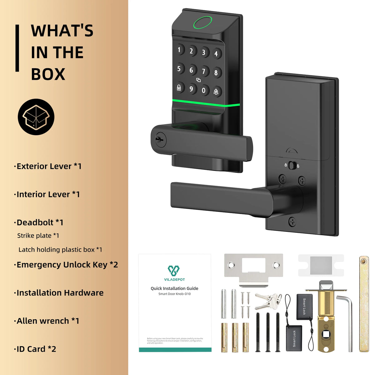 Viladepot Fingerprint Smart Lock With Bluetooth Keypad And App Control