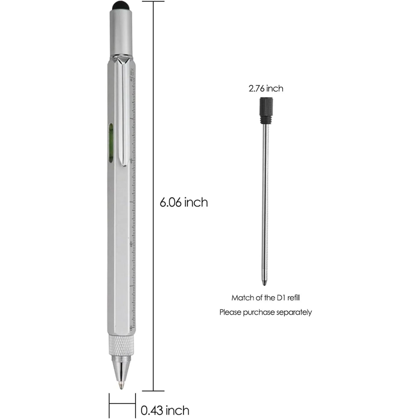Multi Tool Pen Stylus With Ruler And Screwdriver For Tablets And Phones Everyday Carry