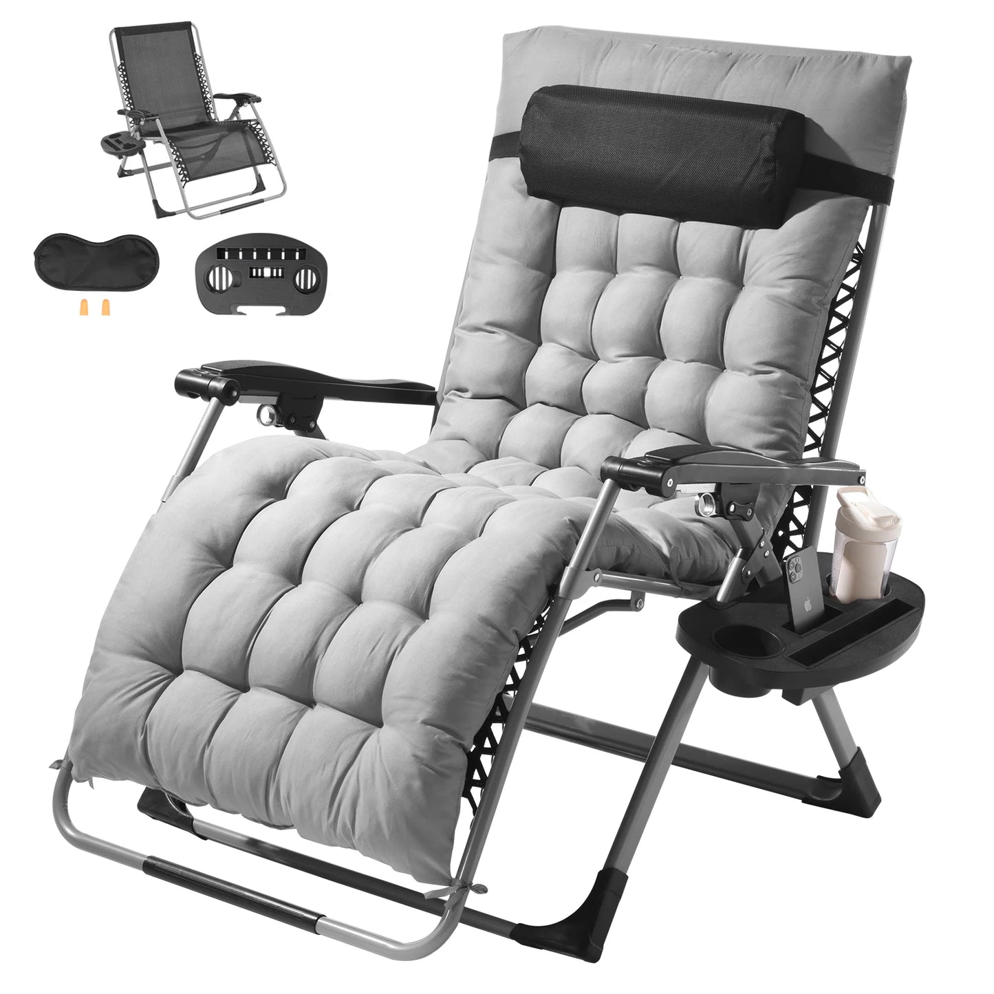 SucceBuy Zero Gravity Chair Recliner With Adjustable 90 To 170 Degrees Cushion Footrest And Cupholder Up To 500 Lbs