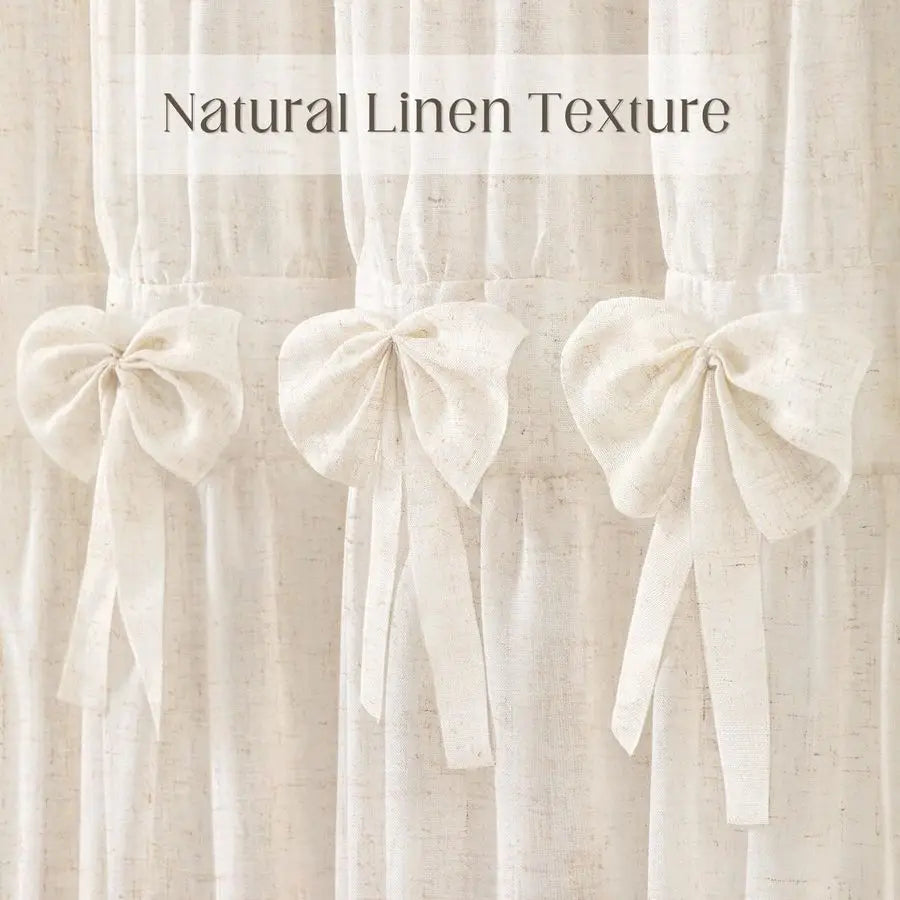 Farmhouse Vintage Ruffle Bow Shower Curtain Polyester Bathroom Decor With Timeless Charm