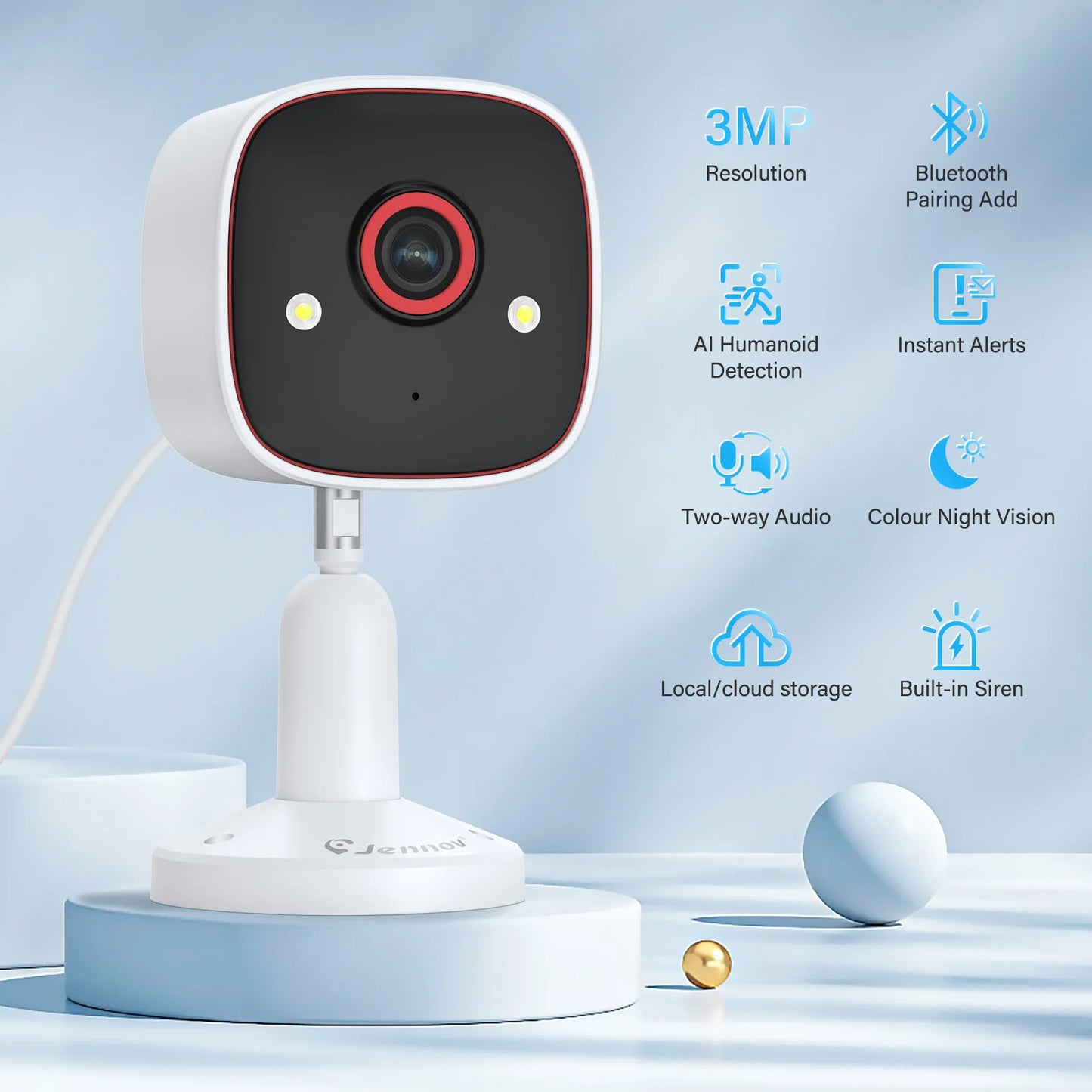 JENNOV 2K Wireless Outdoor Indoor Security Camera With Night Vision