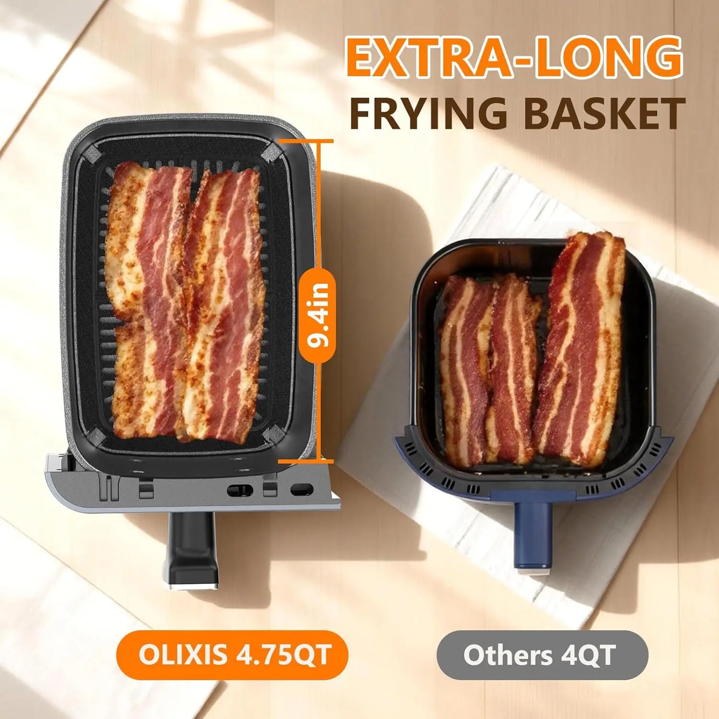 Dual Basket Air Fryer With Independent Temperature Control And Twin 4.75 Qt Baskets