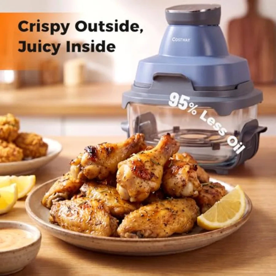 6 In 1 Portable Glass Air Fryer For Kitchen Use With Borosilicate Glass Construction And Multiple Cooking Modes