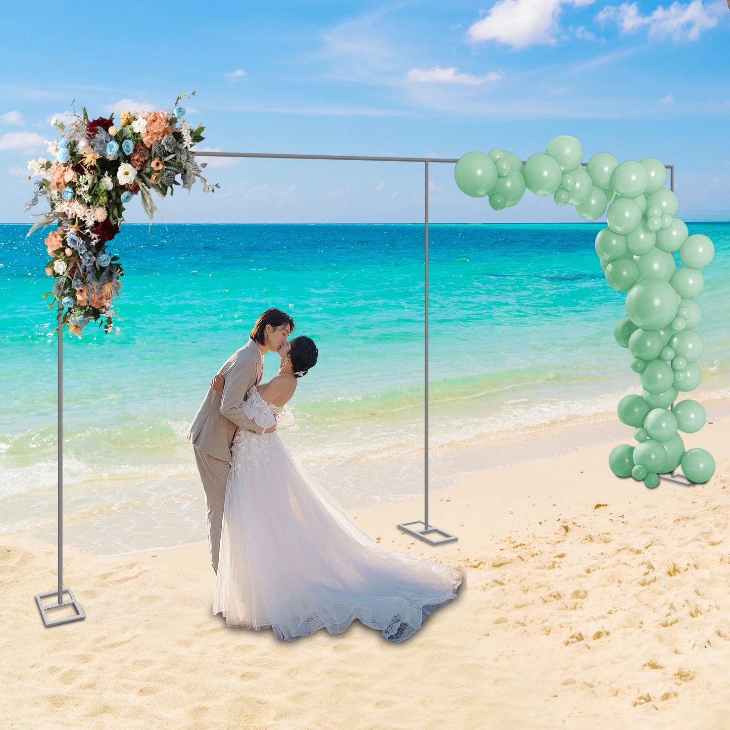 Heavy Duty Wedding Backdrop Stand Arch Frame For Stage 6m By 3m Galvanized Iron Free Standing With Three Bases