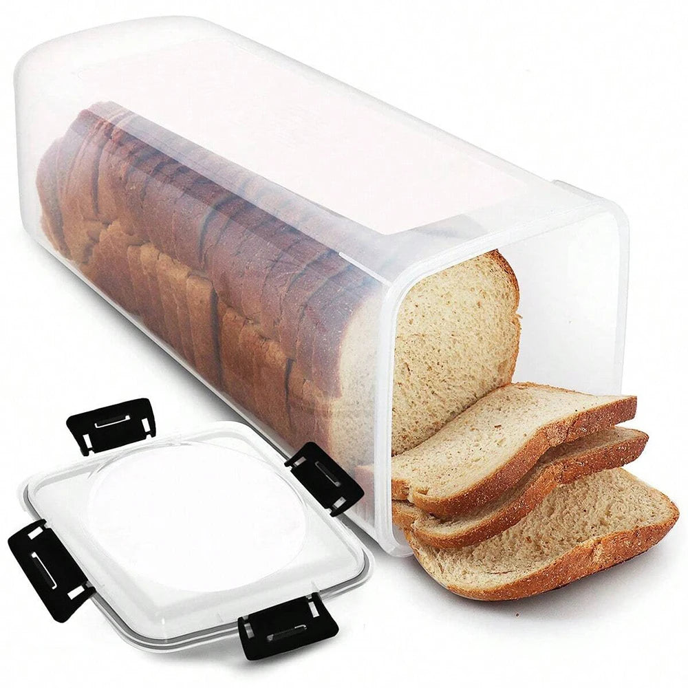 Clear Airtight Bread Box With Lid For Fresh Homemade Bread Transparent Countertop Storage Container