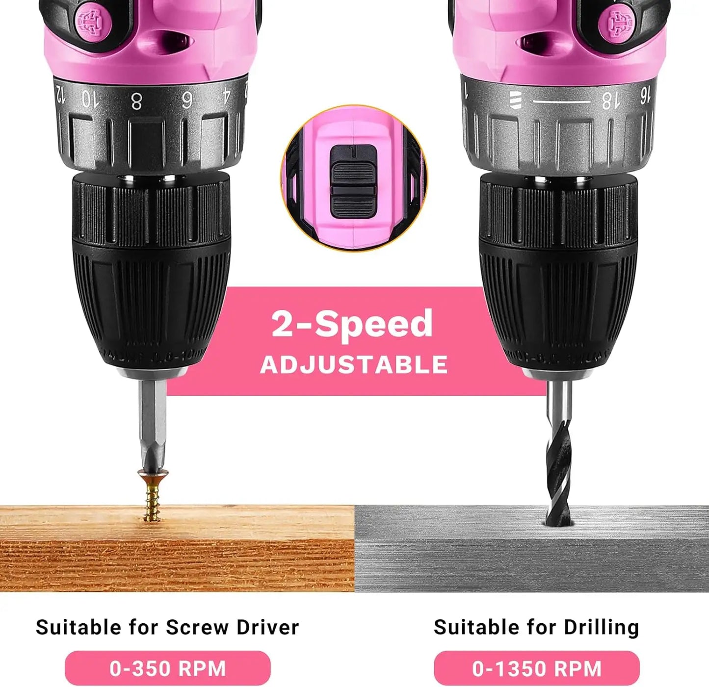 Deko 20V Cordless Drill Set With Variable Speed 0-1350 RPM
