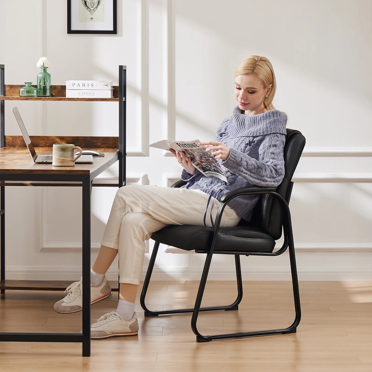 JHK Ergonomic Office Chair With Padded Backrest And Armrests For All Day Comfort