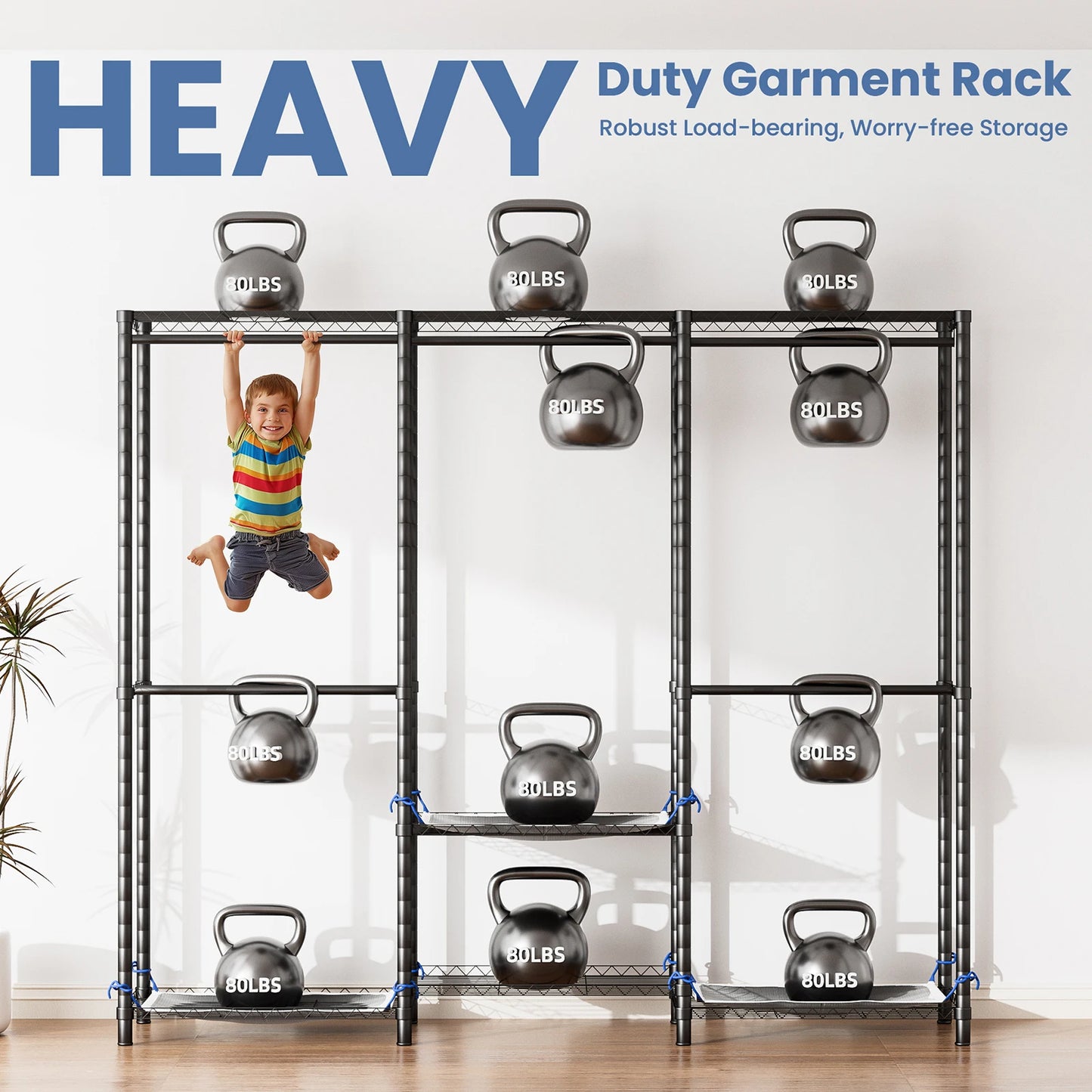 Freestanding Heavy Duty Industrial Grade Wardrobe Clothes Rack Storage Organizer