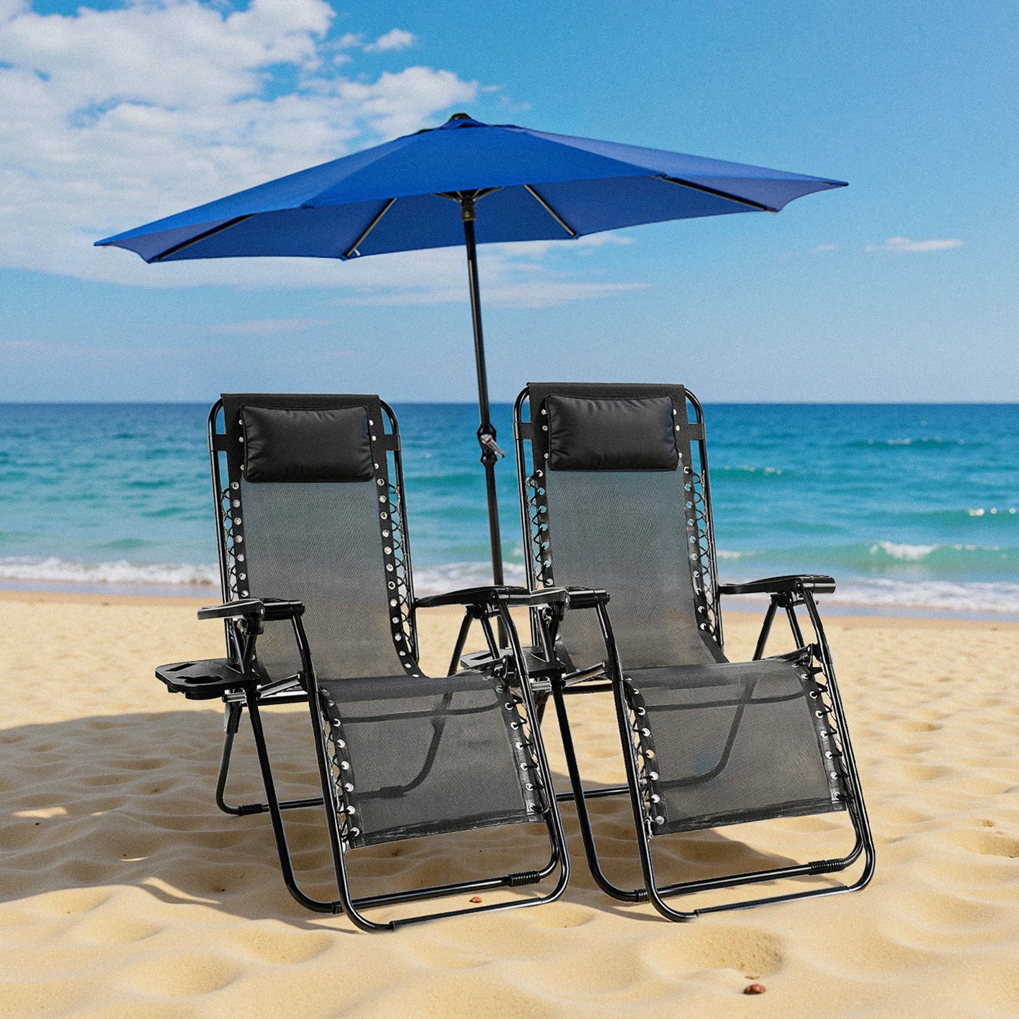 JHK Zero Gravity Portable Outdoor Recliner With Cup Holder And Foldable Design For Outdoor Use