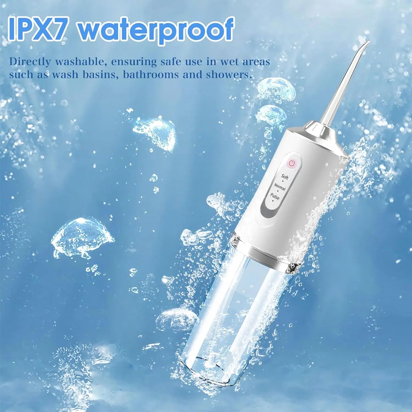 Portable Cordless Dental Water Flosser And Oral Irrigator IPX7 Waterproof