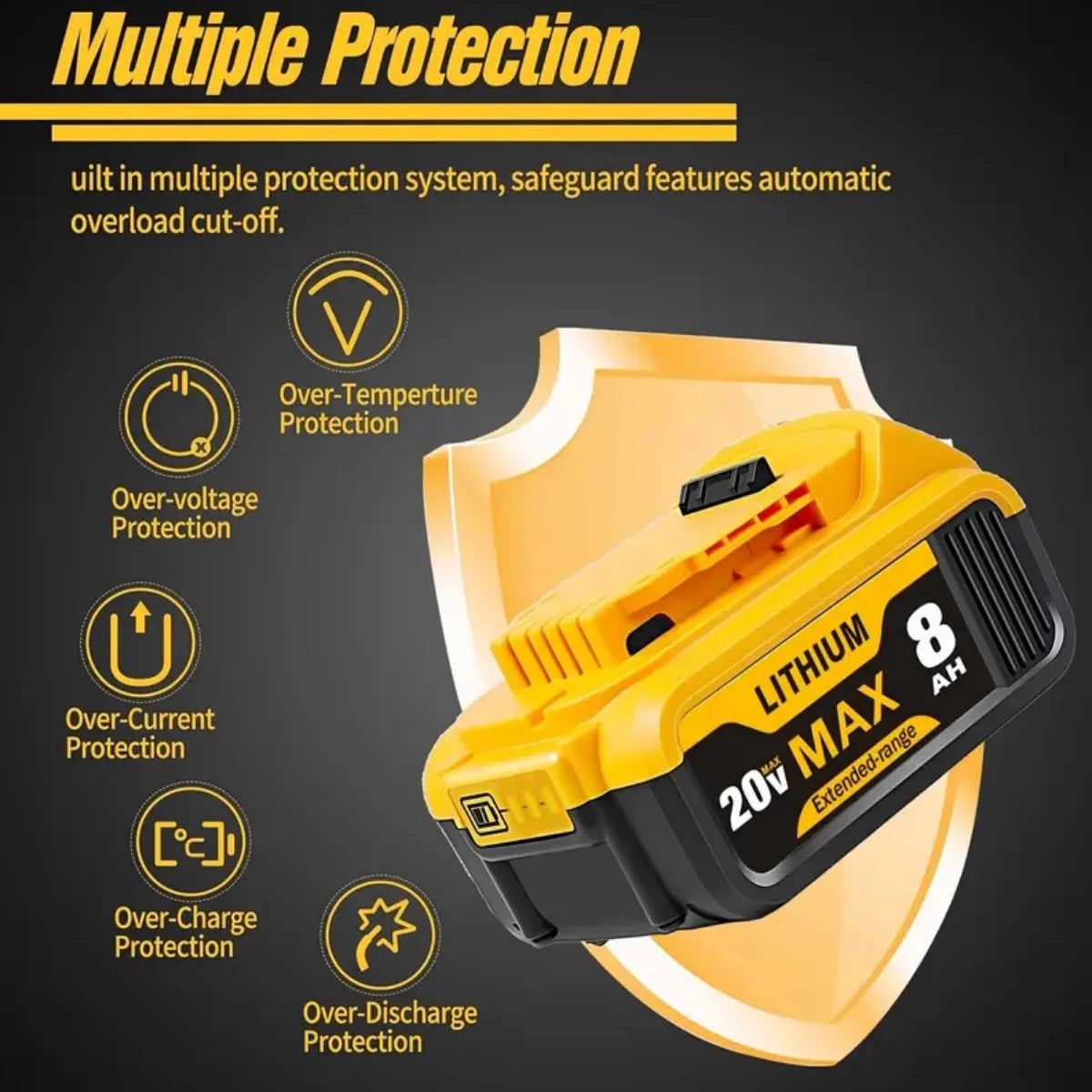 Blawhi 20V 8000mAh Li Ion Replacement Battery For Dewalt Tools Compatible With Cordless Equipment