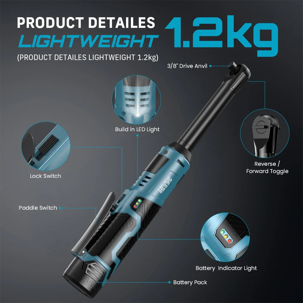 Seesii Cordless Ratchet Wrench 55Nm 12V Rechargeable